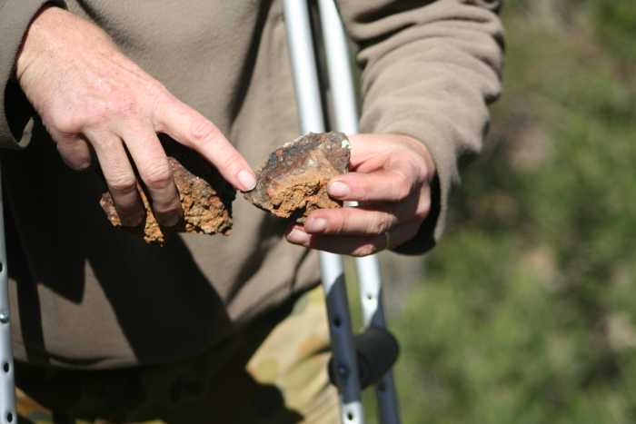 Some people choose to spend hours panning for gold in a river, hoping they'll find small nuggets washed down from the hills. We choose to go to the hills, find the rocks, then take them home and crush them before panning the gold at home.