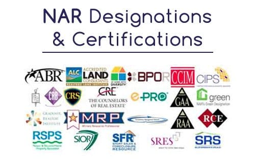 Designations show a Realtor's expertise but don't get hung up on them. Many good Realtors don't spend the time on obtaining designations.