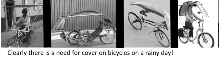Consumers would be more likley to invest in cycling to work if bicycle paths were provided and some form of weather-proof roofing!