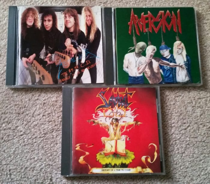 Who dumps classic, collectible thrash metal CDs like these at Goodwill? Shame on you, but good for me.