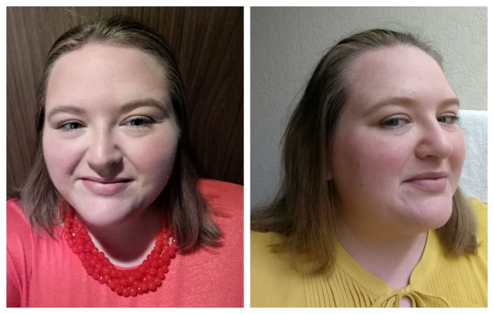 Rimmel London Lasting Finish Foundation, Covergirl+Olay CC Eye Rehab Concealer, IT Cosmetics CC+Radiance Palette, Santee Eyebrow Designer, e.l.f. Finishing Powder, and Loreal Lash Paradise Mascara