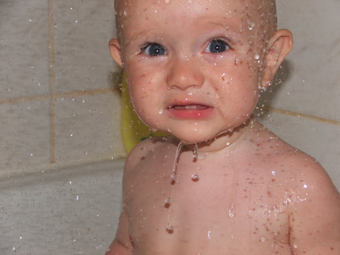 Why do babies get cards when they shower? Babies prefer showers over baths. You would too if you took a 9 month bath.