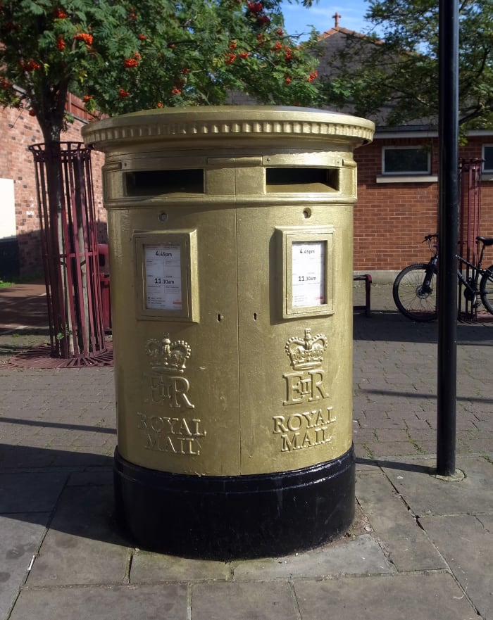 Royal Mail has painted more than 100 of its iconic and much-loved red post boxes gold to celebrate every Team GB and ParalympicsGB gold medal won during the London 2012 Olympic Games and Paralympic Games. The post boxes will remain permanently gold.