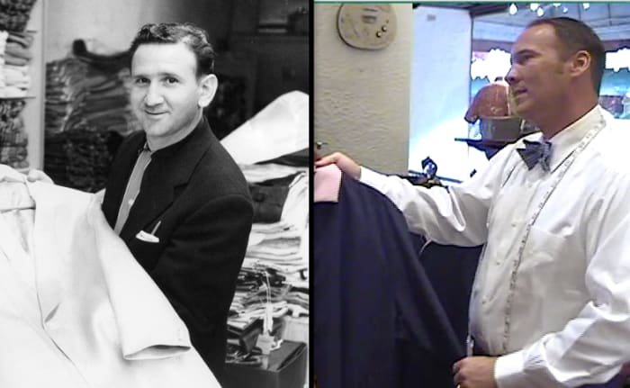The actor on the right is portraying Bernard Lansky in a docudrama.