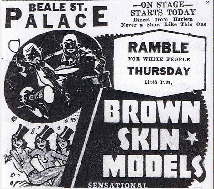 The Brown-Skin Models danced at the Palace Theater on historic Beale Street during the popular and well-attended Midnight Rambles, where they were joined on stage by celebrities such as Ella Fitzgerald, Count Basie, and other famous acts.