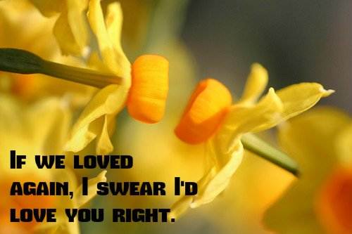 If we loved again, I swear I'd love you right.