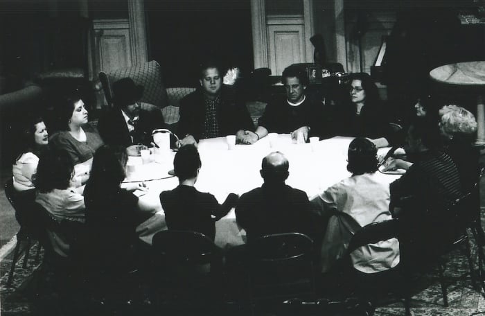 While living in the White House, Mary Todd Lincoln often conducted seances in an attempt to communicate with two of her deceased children. Pictured here is a seance being conducted on stage during the course of Noel Coward's play, Blithe Spirits