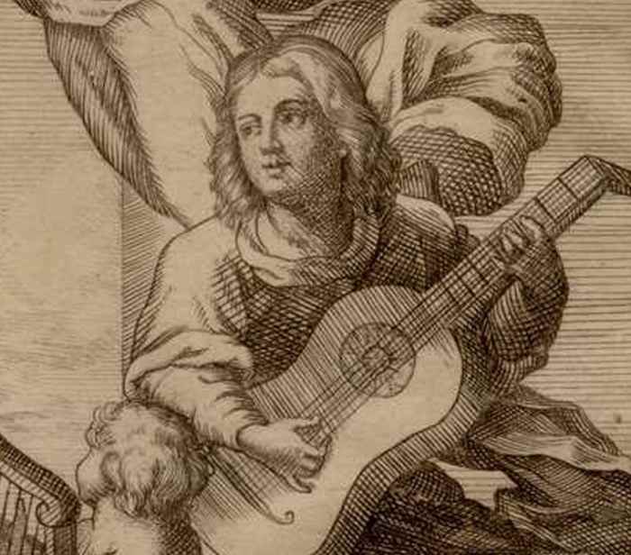 This image detail appears on the frontispiece of Sanz' Instrucción de Música. It's not certain if it represents him.
