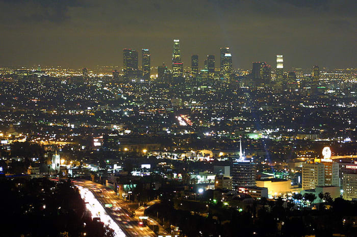 Downtown Los Angeles as seen from the Hollywood Hills at night, 2005