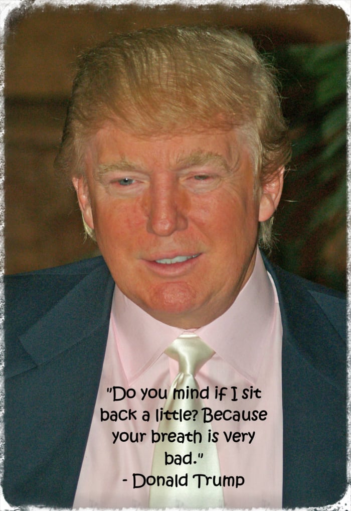 "Do you mind if I sit back a little? Because your breath is very bad." - Donald Trump