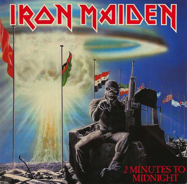 Iron Maiden "2 Minutes To Midnight" EMI 12EMI 5489 12" Vinyl Single UK Pressing (1984) Cover Art by Derek Riggs