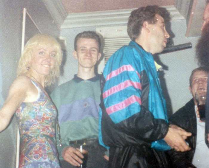 My friend Joy, from Blackpool, with Andy Senior in the centre and Glen on the right, at Monroes (1990).