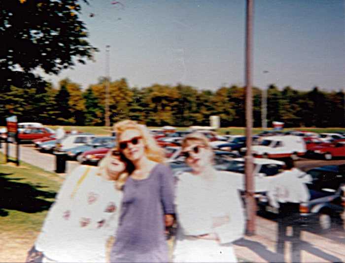 At Trowel Services on the M1 after Andromeda, 31 August 1991. I am in the middle with Adele on the left.