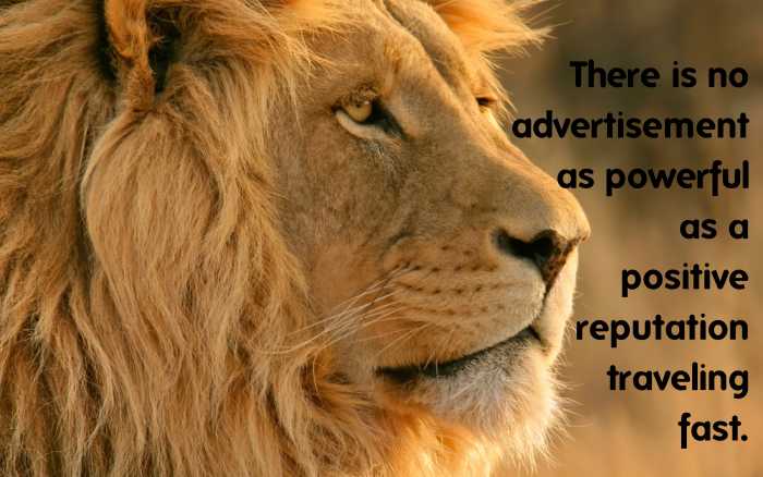 "There is no advertisement as powerful as a positive reputation traveling fast." - Brian Koslow, American author