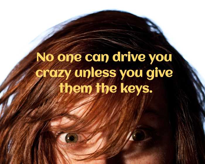 "No one can drive you crazy unless you give then the keys."