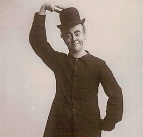 George Robey. Later, he squashed down the bowler for greater comic effect. He was knighted a few months before his death in 1954 at 85.