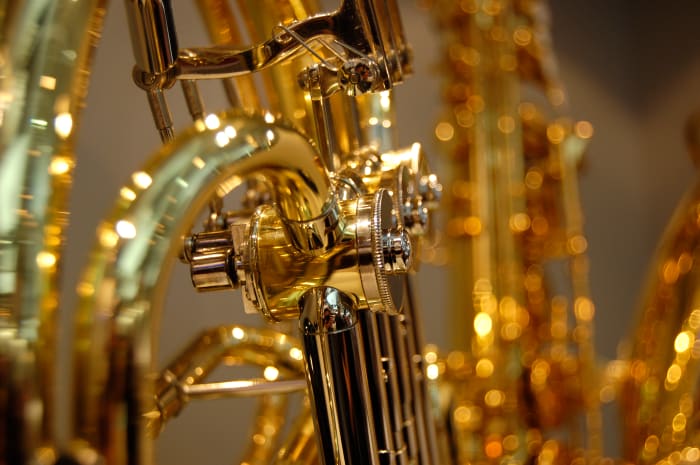 Brass instruments, also referred to as "lip-vibrated instruments," include valved brass instruments such as the horn, tuba, and trumpet, and slide brass instruments like the trombone.