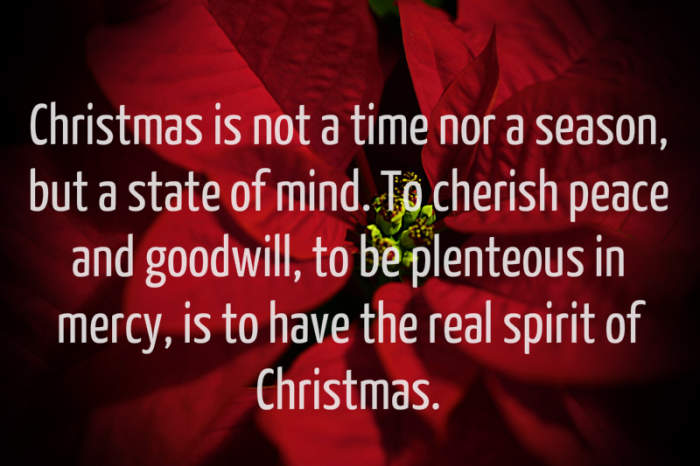 "Christmas is not a time nor a season, but a state of mind. To cherish peace and goodwill, to be plenteous in mercy, is to have the real spirit of Christmas." - Calvin Coolidge, 30th US. President