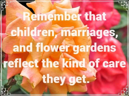 "Remember that children, marriages, and flower garden reflect the kind of care they get." - H. Jackson Brown Jr., American author