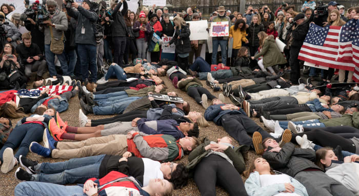 After 17 classmates lost their lives to a gunman armed with a semi-automatic rifle, students at Marjory Stoneman Douglas High School in Parkland, Florida, spoke out against the powerful NRA gun lobby and advocated for changes to gun laws.