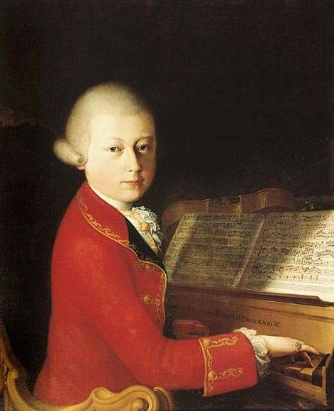 Painting of Mozart while playing at Melk Abbey by Saverio Dalla Rosa.