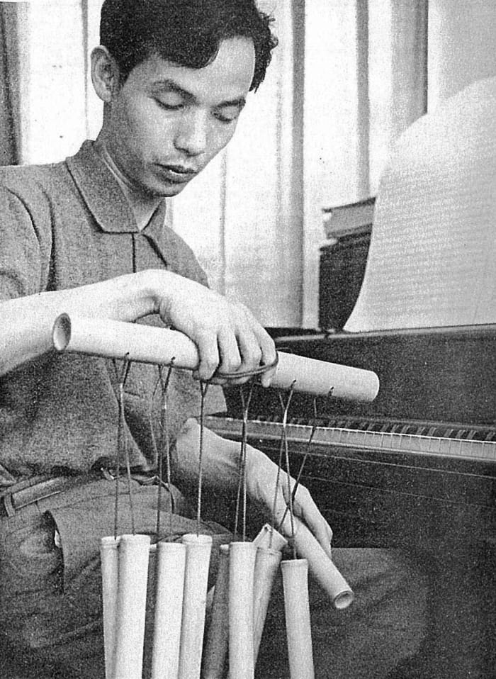Photograph of Takemitsu in 1961.