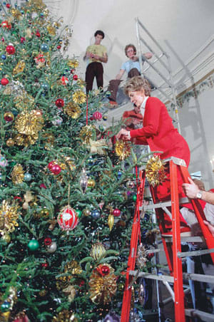 Nancy Reagan was one of the few First Ladies who played an active role in the actual tree decorating.