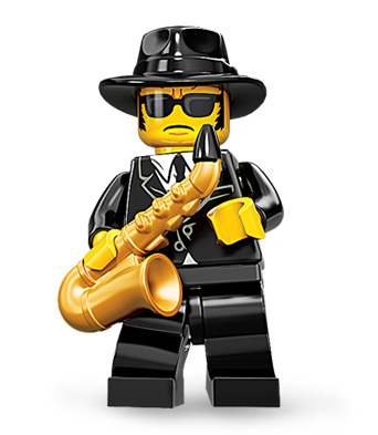 This LEGO Mini-figure looks a lot like a famous movie character...I think he's on a mission from God.