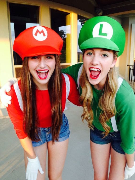 Super Mario Brothers have been around since 1985 and are still a huge hit in the video-game world. Simply find red and green long-sleeved shirts with white suspenders and create your own hats to match and you have your couple costume!