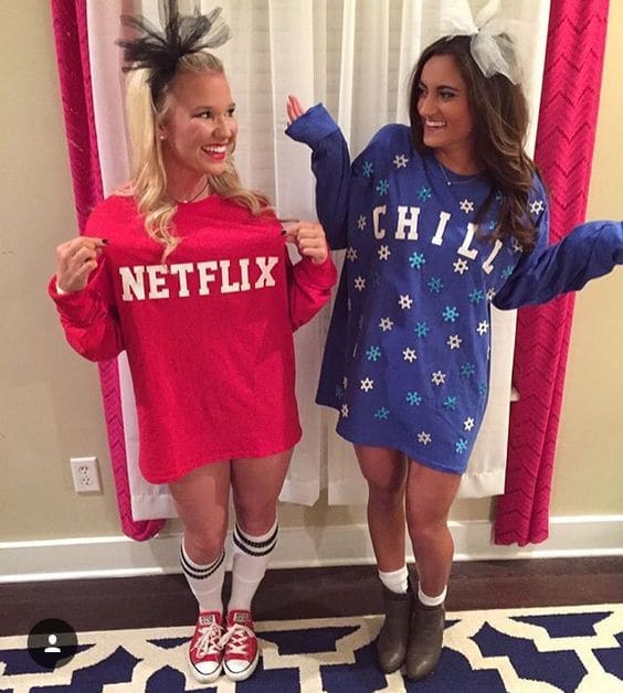 Netflix and Chill has been a commonly used term in the millennial era. This is another easy homemade costume that will also be a hit at a Halloween party!