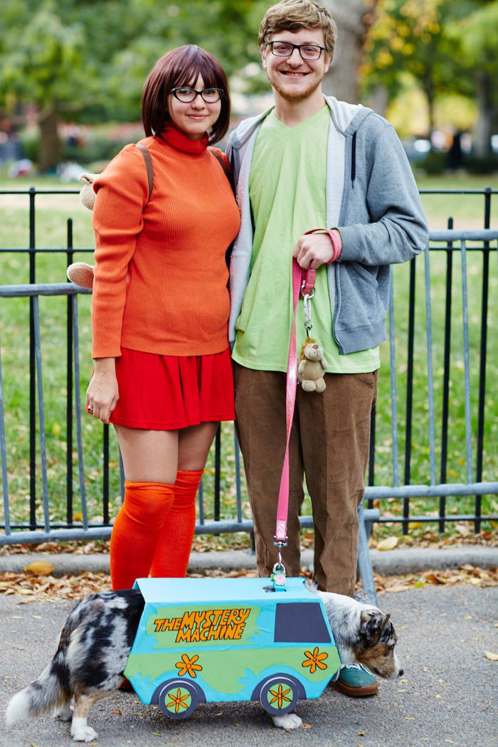 Shaggy and Velma from "Scooby-Doo" is another great costume idea for Halloween. You may already have some of these clothing items in your closet to put together! It is simple and still creative!