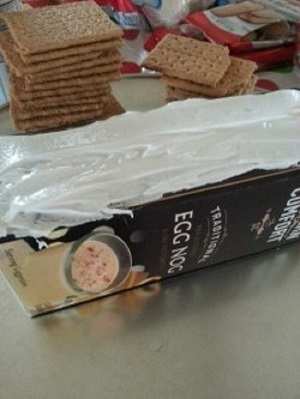 The royal icing is the cement that will allow your graham cracker walls to stick to your carton base.
