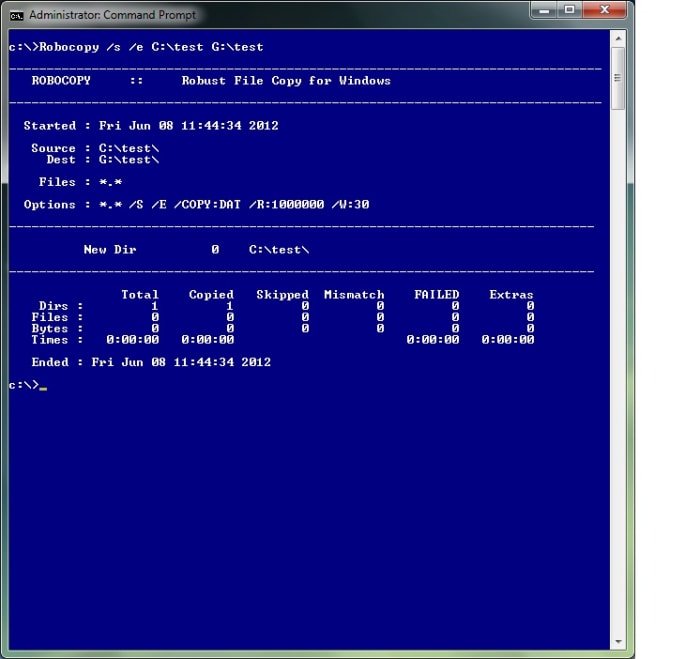 Robocopy (robustcopy) is one of the most useful Windows 7 Commands you can use. Tip - You can also download the Windows resource kit for older versions of Windows.