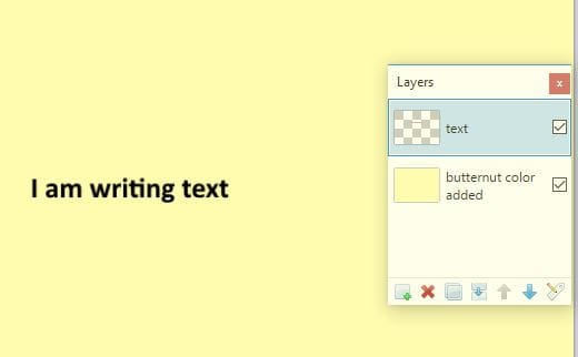 In this illustration, I have used one layer to add a butternut color, and then I have added text to the next layer.