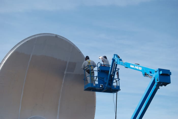 These Hat Creek Radio Observatory dishes were soda blasted to make them less optically reflective