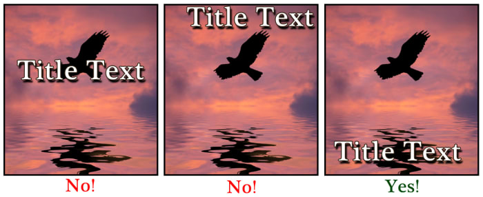 In this image, I wanted the bird to be what attracted the eye. In my opinion, the bottom center is the best place for the text because it doesn't detract from the image or look oddly placed.