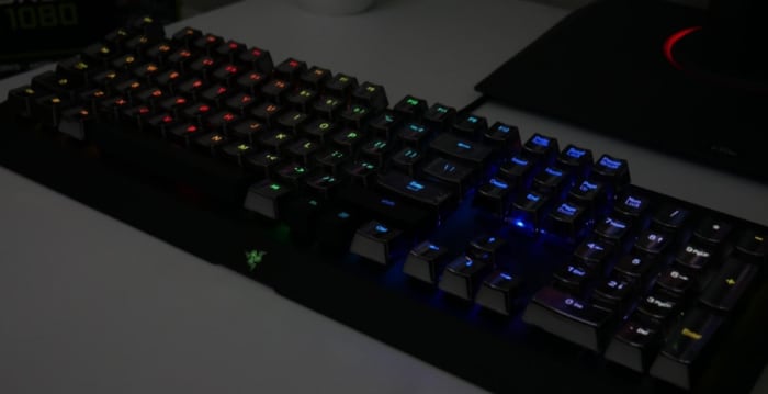 The BlackWidow Chroma is a favorite of gamers. Choose between Razer green, yellow, and orange switches from Kahil.