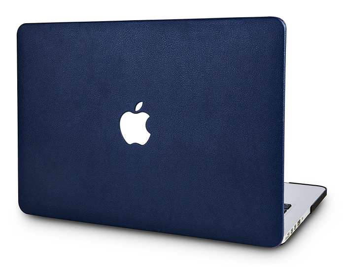 The KEC. Lightweight and slim, this case doesn't add much bulk to the Mac, making it easy to carry around in a bag. It's also strong enough to protect the machine from bumps and scratches. I picked the blue leather look, but there are other choices.