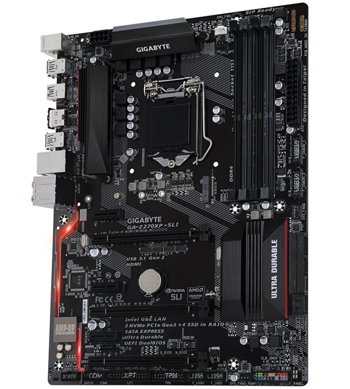 Gigabyte's GA-Z270XP-SLI, shown above, has a lot of great features, allows for overclocking, and comes in at just $139.