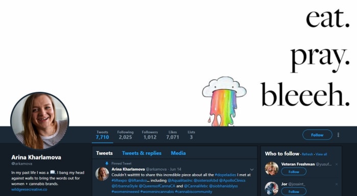 A cloud that barfs out rainbow is the cutest thing we've seen so far. Notice the accompanying copy is a play of the popular "Eat Pray Love", a 2010 romantic comedy film.