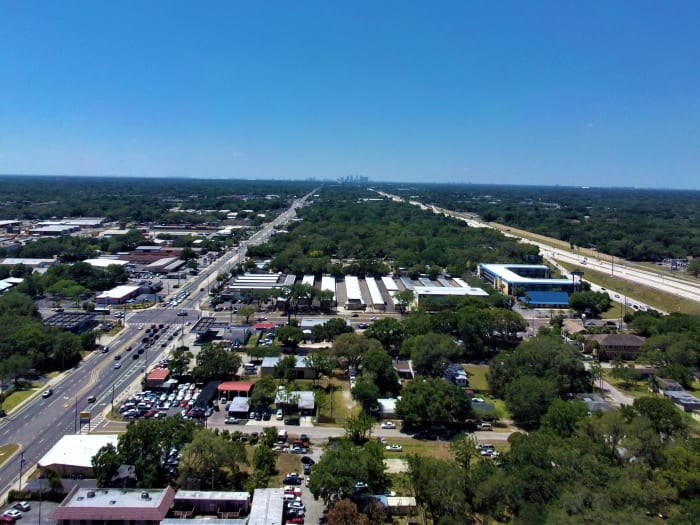 This is a still shot from the Breeze 4K. North Tampa looking toward South Tampa at 78 meters altitude.