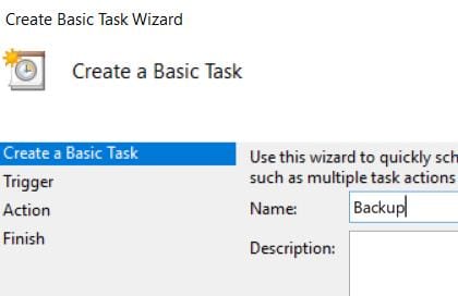 From Trigger select an option and click Next. Selecting the Daily option and clicking Next allows the time and period to be set.