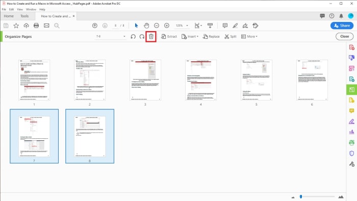 how to delete a page in adobe acrobat pro dc