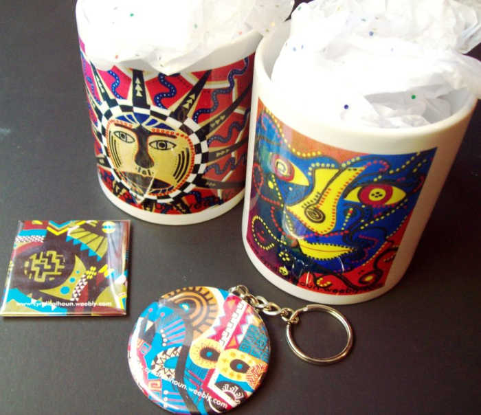 I have uploaded images from my computer to zazzle.com's interface. Here I have cups, a magnet and a keychain with my personal artwork on it. It's easy to do and a great way to show off your child's artistic creations.