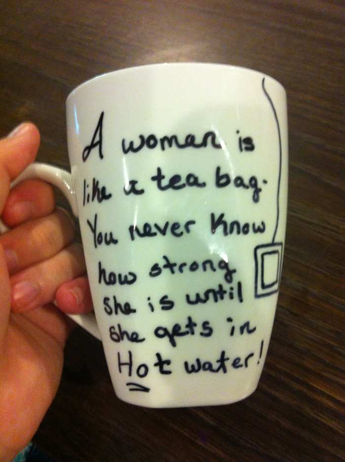 A woman is like a tea bag - You never know how strong she is until she gets in hot water. - Eleanor Roosevelt