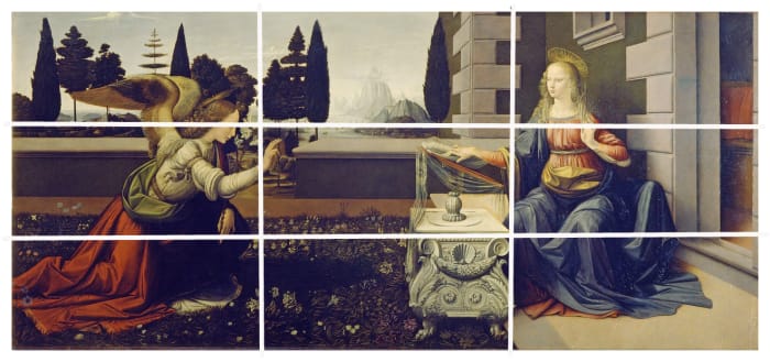 The Announciation by Leonardo Da Vinci - Leonardo was known for using the Golden Rule. The rule of thirds gives very similar results to the classic formila based on Fibonacci numbers.