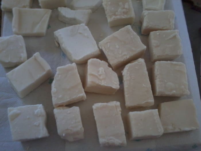 Curing soap makes the bars harder and milder. Cold process soap should be allowed to cure for 2 to 4 weeks. Turn the bars over every other day or so to help the process.