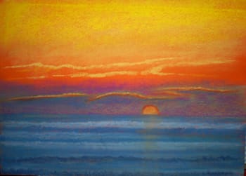 Sunset at Sea: This one is very colourful, did I say that this is why I like pastels? A sunset at sea, I enjoyed painting this one.