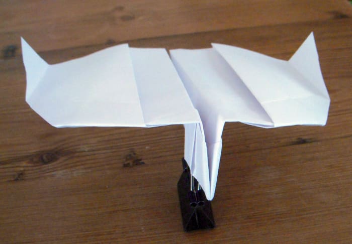 Wonderfully fun boomerang action paper airplane, folded using the Paper Airplane Guy's instructions.