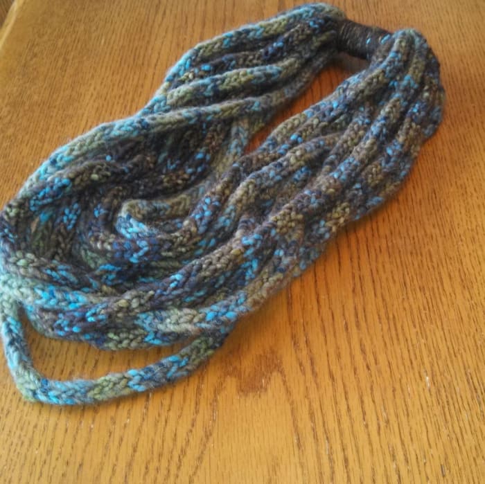 Another spool knit infinity scarf made with vareigated wool. This one made a beautiful Christmas gift!